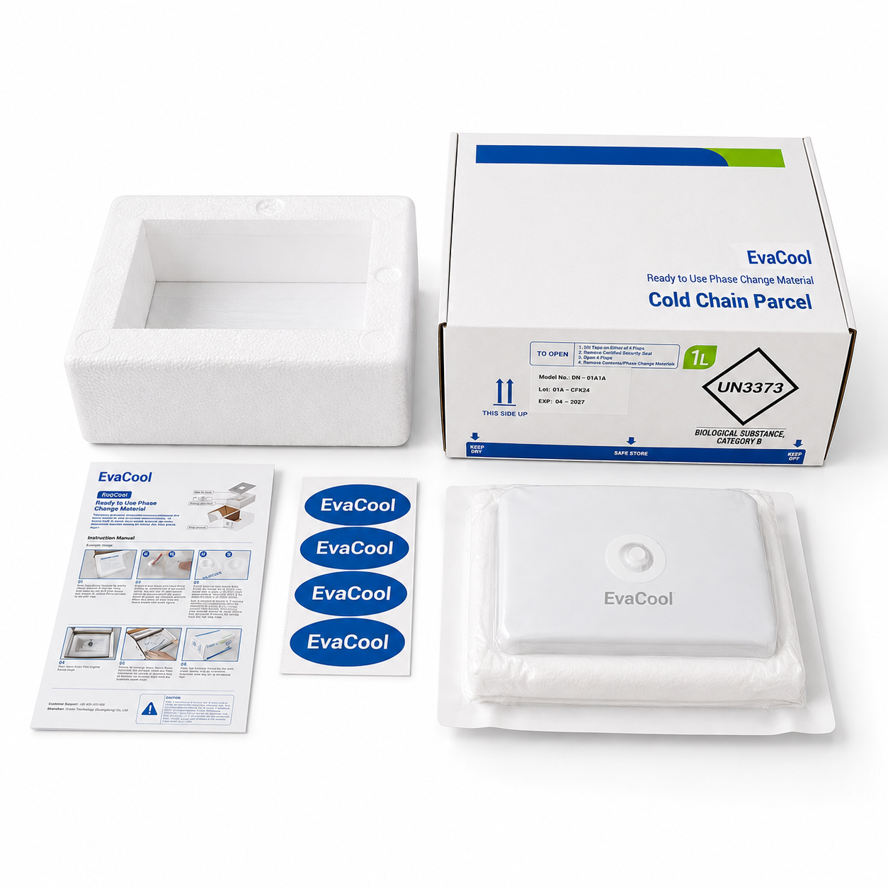 EvaCool ready-to-use cold chain parcel and cooling components